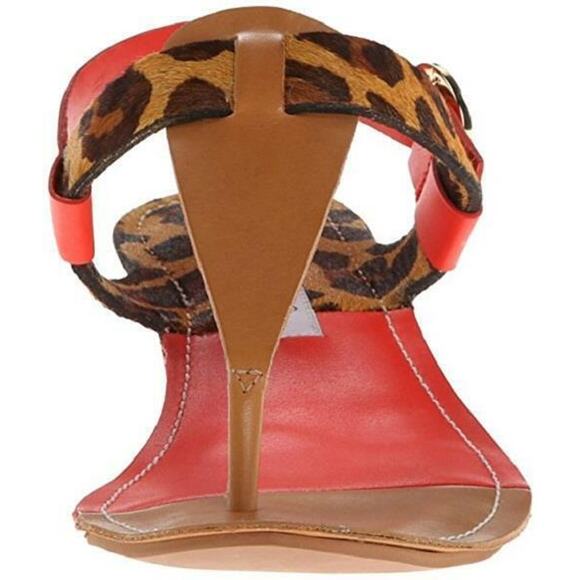 Diane Von Furstenberg Darling T-Strap Thong Wedge Sandal Leopard - Picture 5 of 12